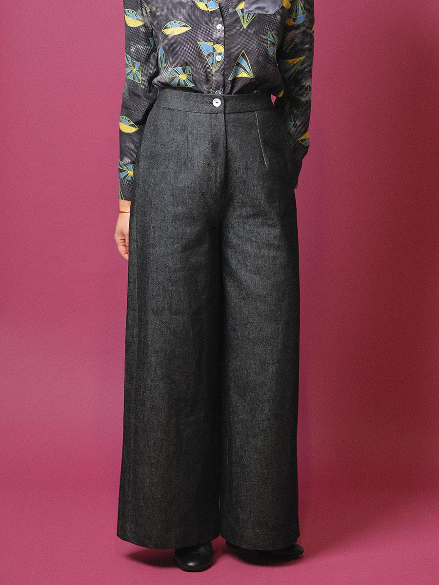 Denim palazzo trousers