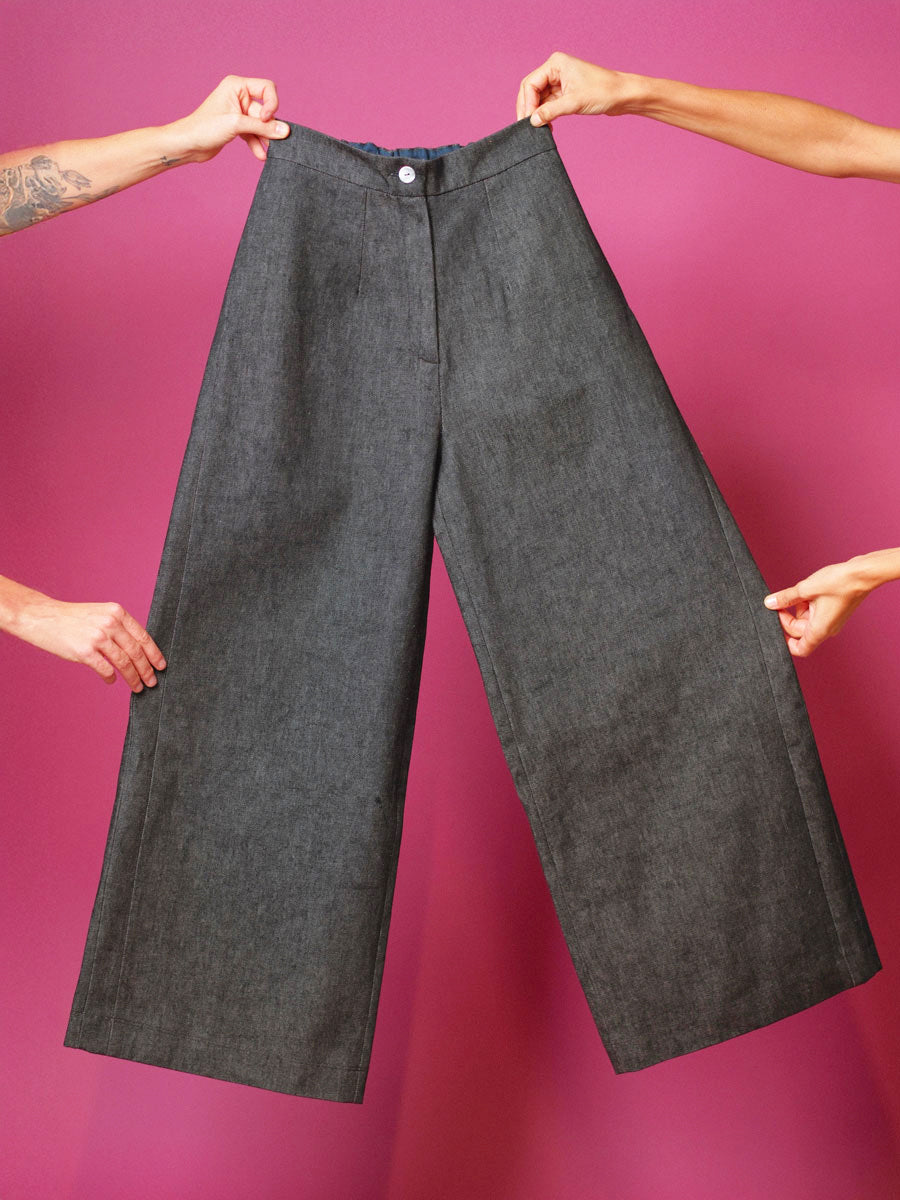 Denim palazzo trousers