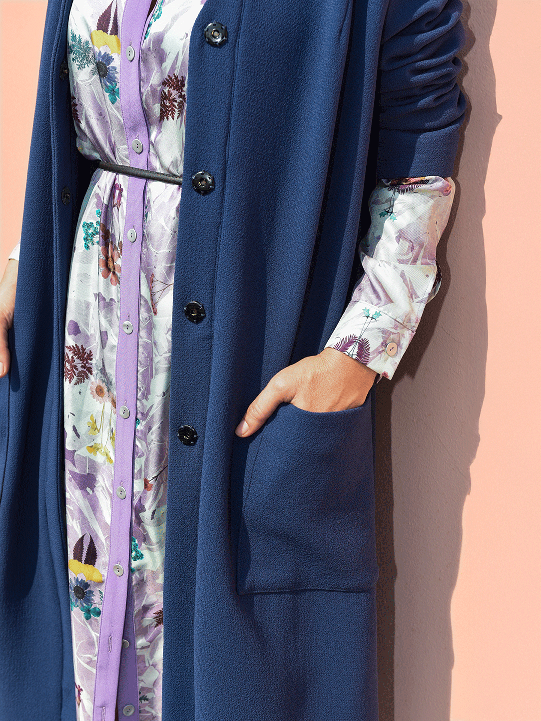 Blue kimono coat