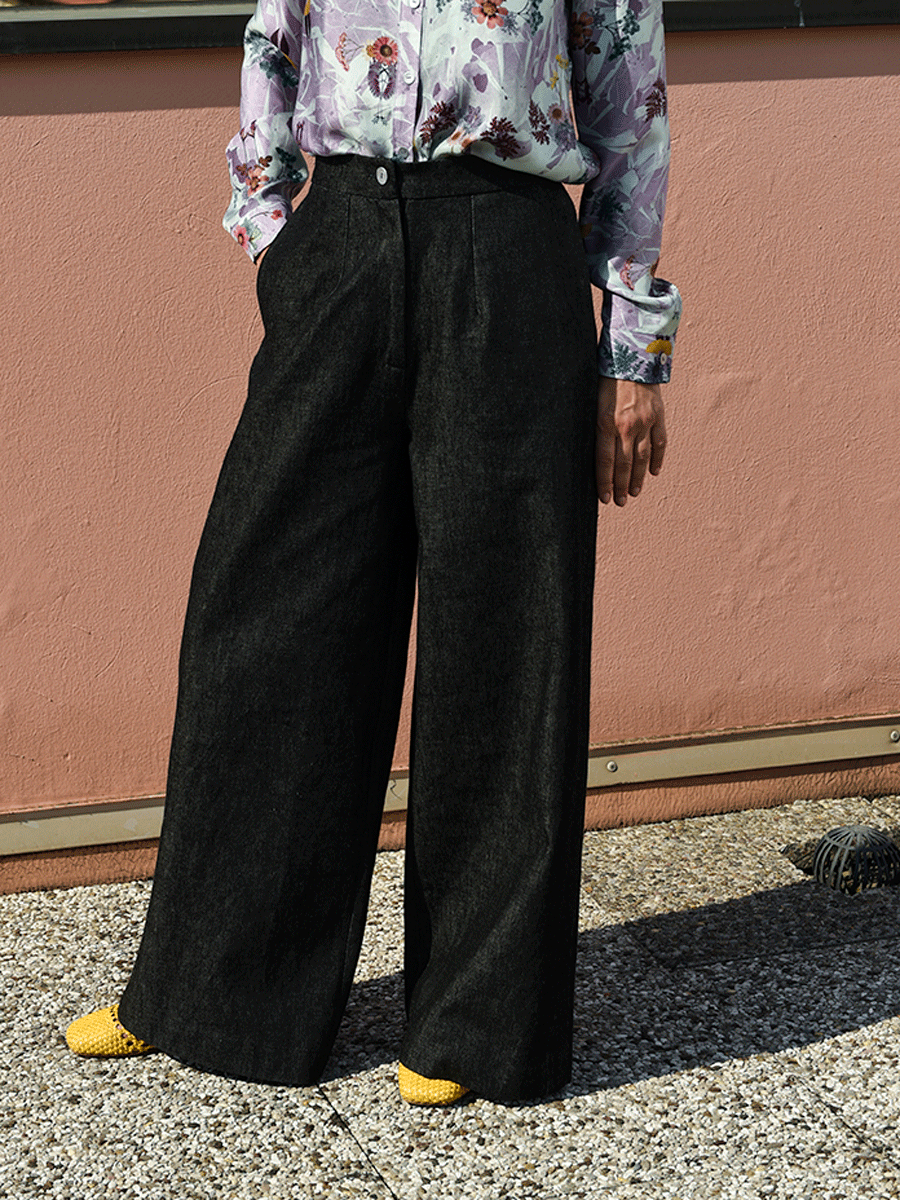 Denim palazzo trousers