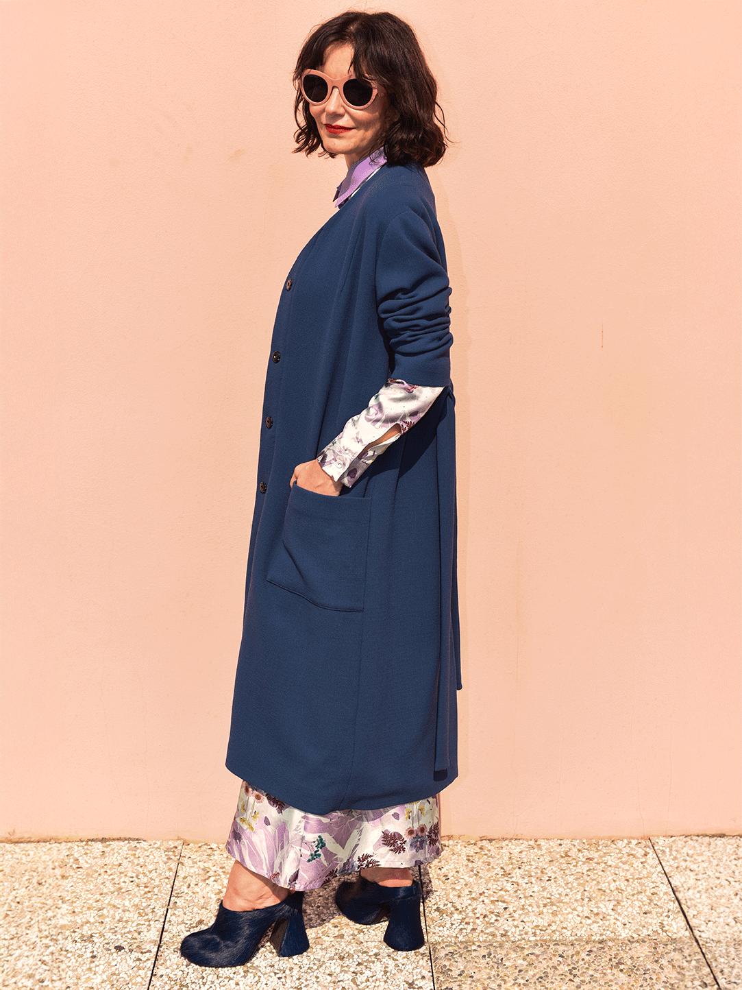 Blue kimono coat