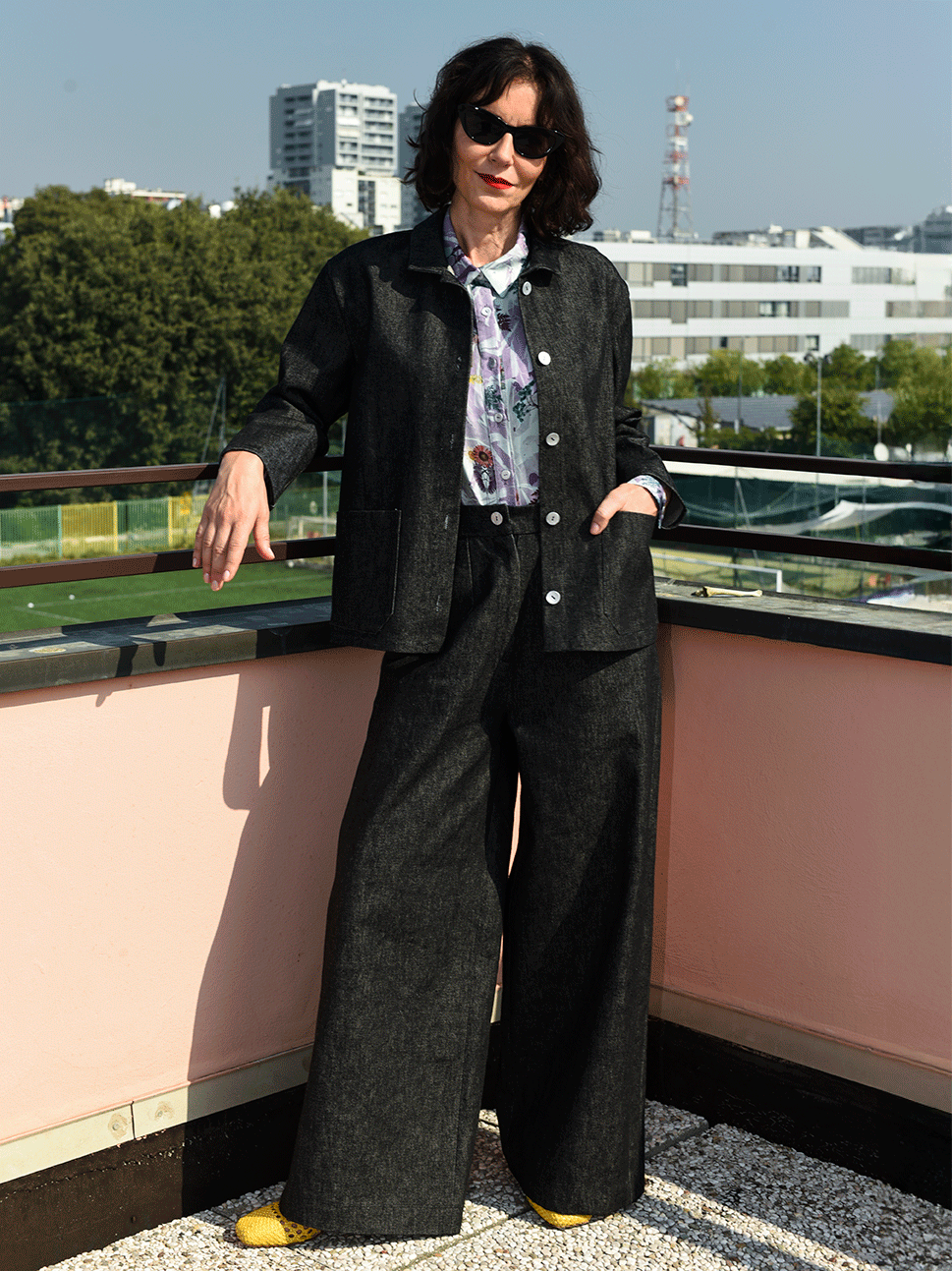 Denim palazzo trousers