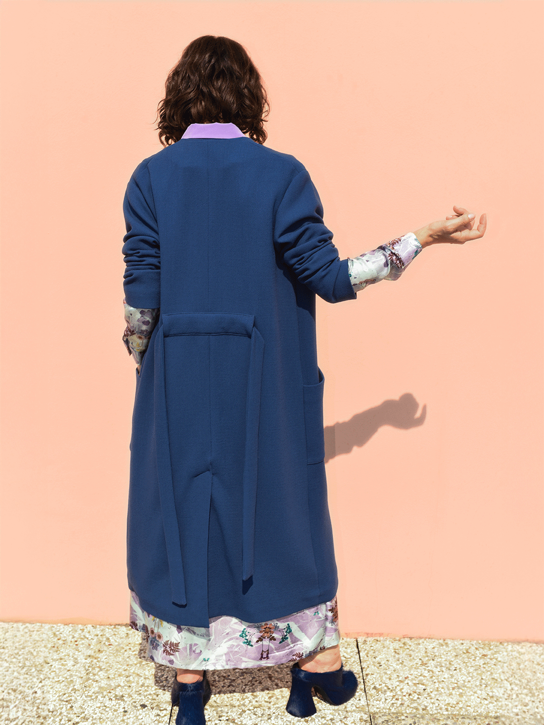 Blue kimono coat