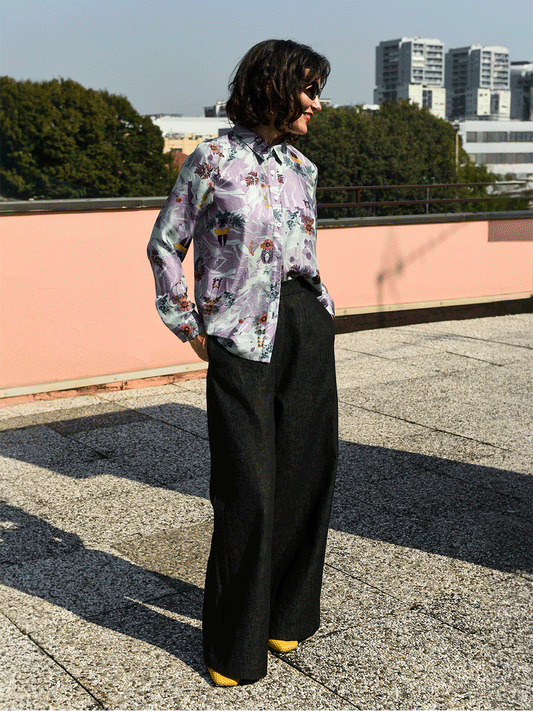 Denim palazzo trousers