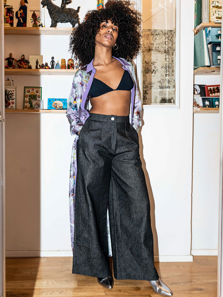 Denim palazzo trousers