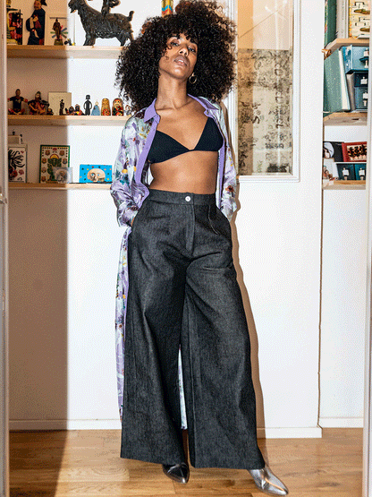 Denim palazzo trousers