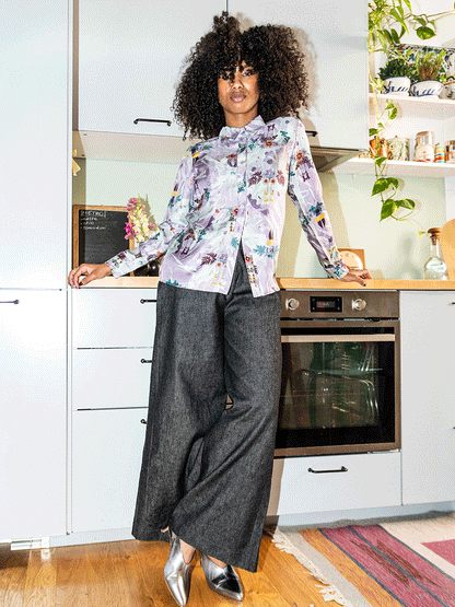 Denim palazzo trousers