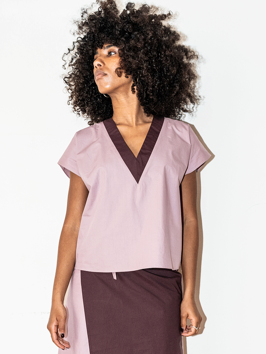 Blue v-neck top 