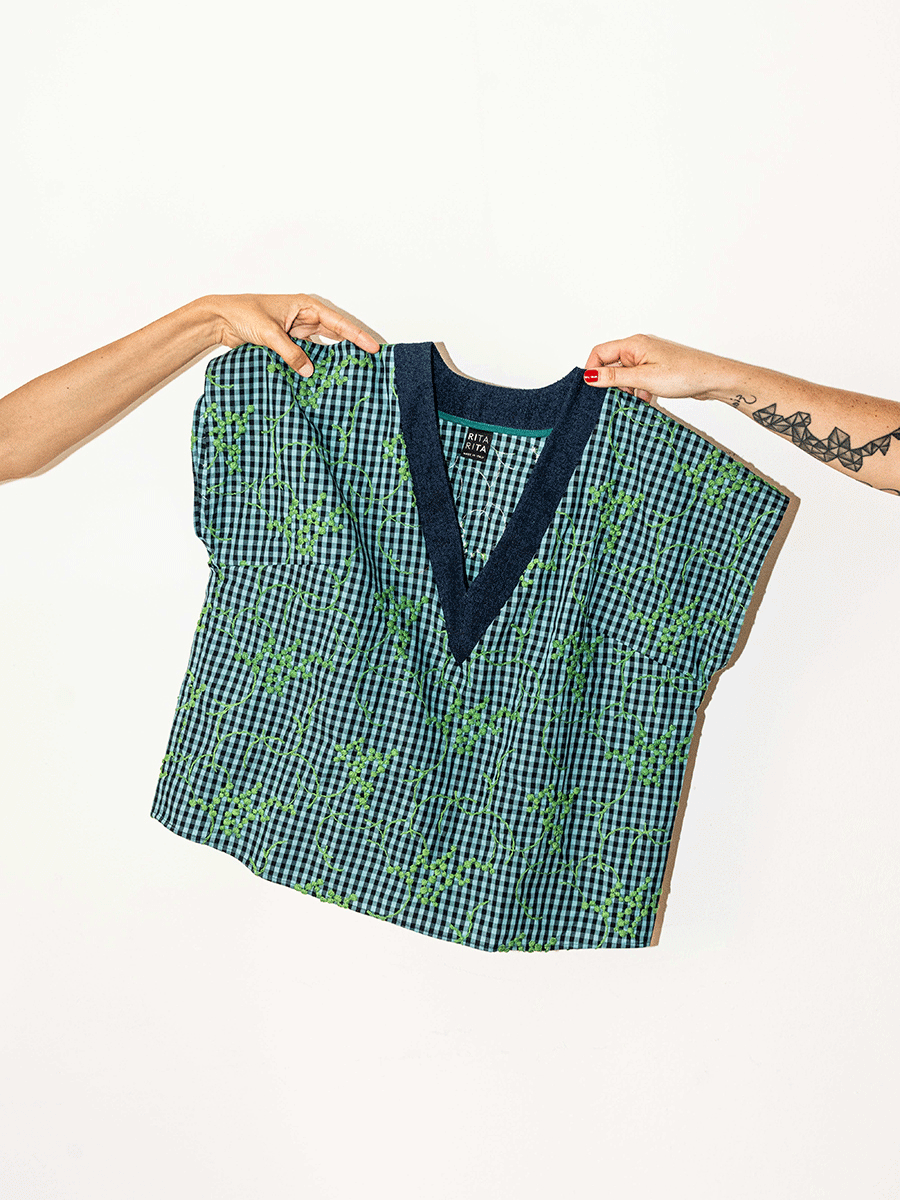 Blue v-neck top 