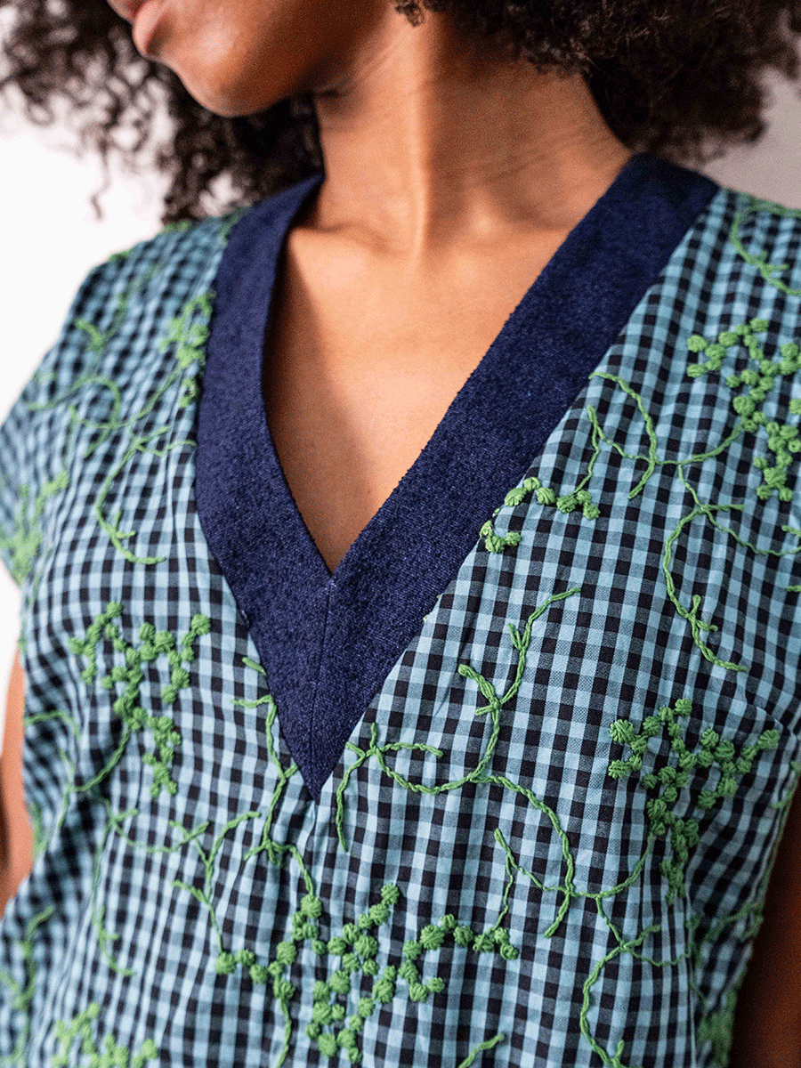 Blue v-neck top 