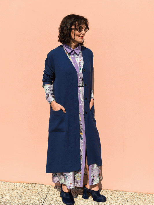 Blue kimono coat