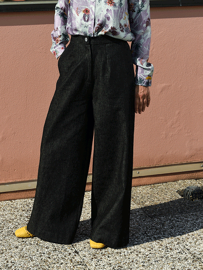 Denim palazzo trousers