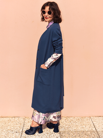 Blue kimono coat