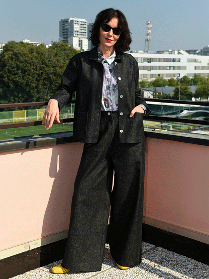 Denim palazzo trousers