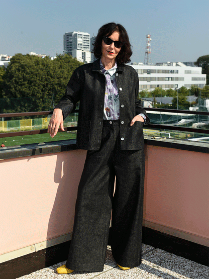 Denim palazzo trousers