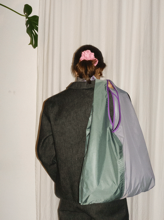 Shopping bag bicolor salvia-grigio